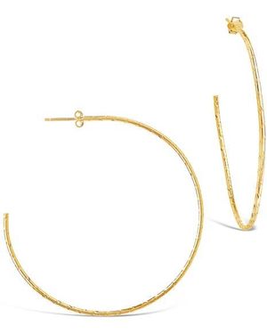 Sterling Forever 14K Rose Vermeil Hammered 2.25" Hoop Earrings - Metallic