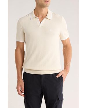 Original Penguin Textured Johnny Collar Cotton Polo - White