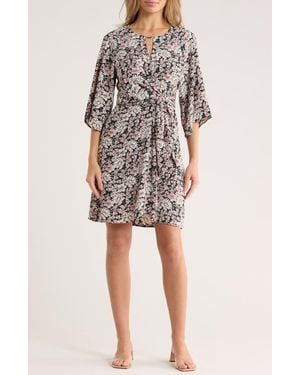 Matty M Raglan Sleeve Midi Dress - Multicolor