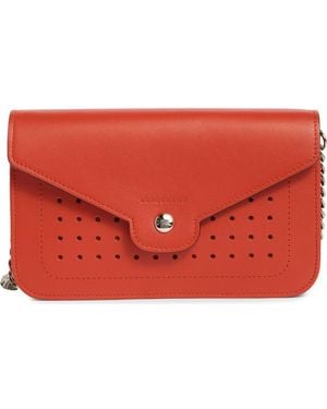 Longchamp Perforated Leather Wallet On A Chain - Red