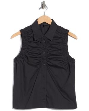 Rag & Bone Georgina Ruched Button-Up Shirt - Black