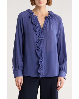Gemma  Jane Ruffle Long Sleeve Top - Blue