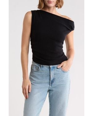 Blu Pepper Asymmetrical Rib Top - Black