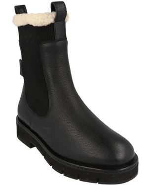 Ferragamo Rook Genuine Shearling Trim Leather Boot - Black