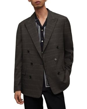 AllSaints Plaid Double-Breasted Blazer - Black