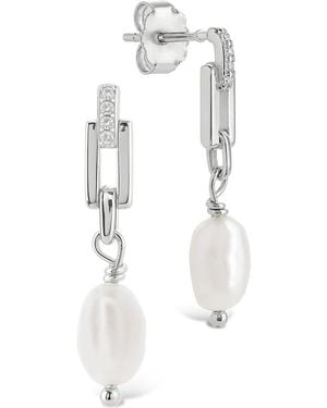 Sterling Forever Cecelia Faux Pearl & Cubic Zirconia Drop Earrings - White