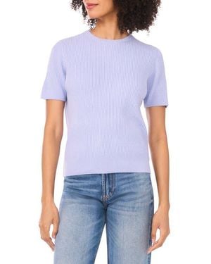 Halogen® Short Sleeve Rib Sweater Top - Blue