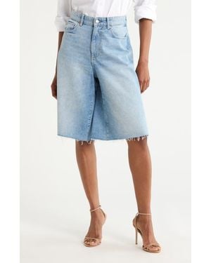 DL1961 Lucila Raw Hem Denim Bermuda Shorts - Blue