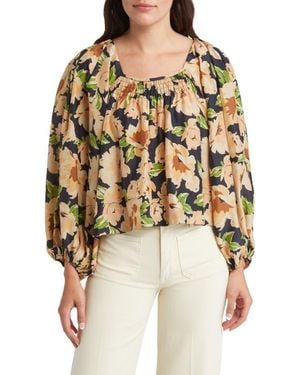 The Great The Magpie Floral Print Silk Crop Top - Multicolor