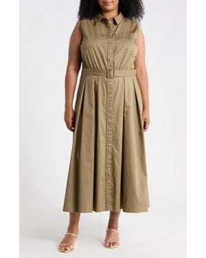 FREEMARKET Belted Button Down Midi Dress - Natural