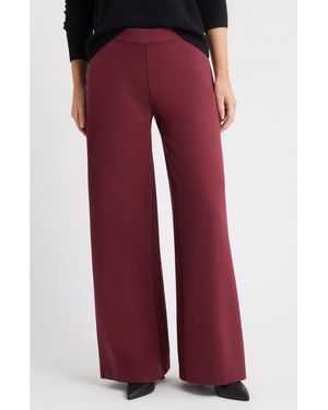 Caslon High Waist Wide Leg Ponte Pants - Red