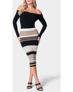 Bebe Off The Shoulder Long Sleeve Sweater Dress - Black