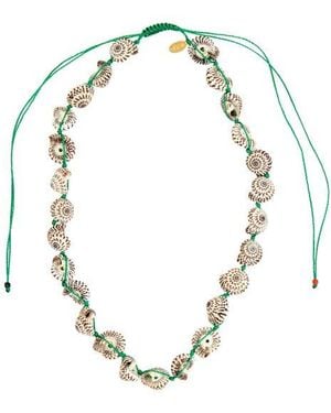 Clare V. Checker Shell Necklace - Metallic