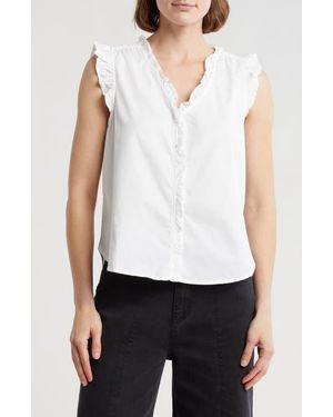 Daniel Rainn Ruffle Button-Up Top - White