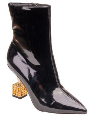 Lady Couture Crown Pointed Toe Bootie - Black