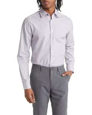 Duchamp Tailored Fit Box Check Dress Shirt - Gray