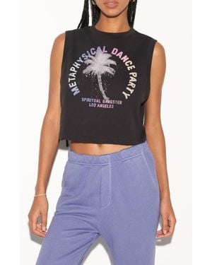 Spiritual Gangster Crawford Dance Party Crop Graphic Tank - Blue