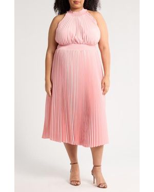Marina Sleeveless Pleated Satin Maxi Dress - Pink