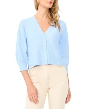 1.STATE Ribbed Crop Cardigan - Blue