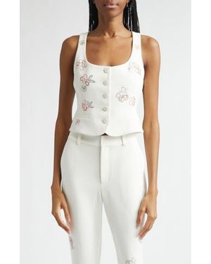 Cinq À Sept Blooming Beaded Vest - White