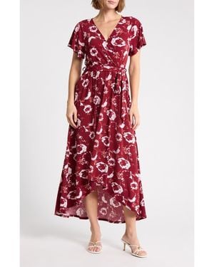 WEST K Flutter Sleeve High-Low Dress - Red