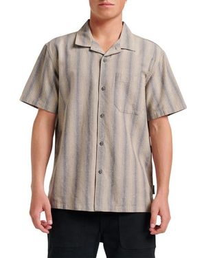 Quiksilver Oxford Stripe Cotton Button-Up Shirt - Gray