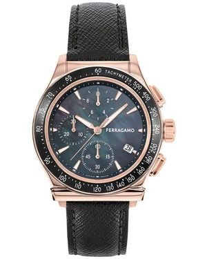 Ferragamo 1927 Chronograph Leather Strap Watch, 38Mm - Gray