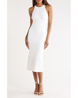 L'Agence Kim Pleat Hem Knit Dress - White