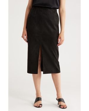 Gemma  Jane Faux Suede Pencil Skirt - Black