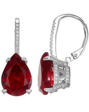 FZN Simulated Stone Drop Earrings - Red