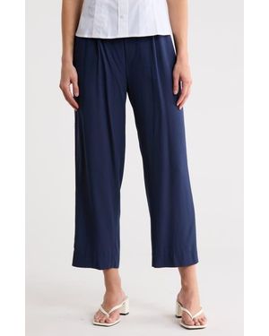 Tahari Pleated Cropped Pants - Blue