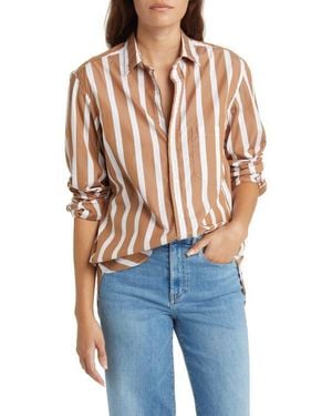 Frank & Eileen Joedy Stripe Boyfriend Button-Up Shirt - Blue