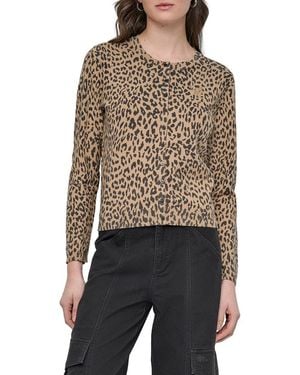 DKNY Leopard Print Cardigan - Black