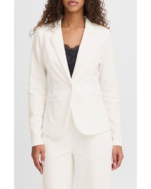 Ichi Regular Notch Lapel Ponte Blazer - White