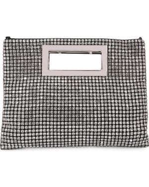 BERNESS Rhinestone Rectangular Clutch - White