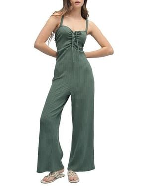 Wishlist Sweetheart Neck Wide Leg Jumpsuit - Green