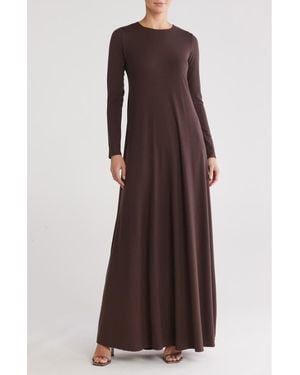 Go Couture Long Sleeve Maxi Dress - Brown