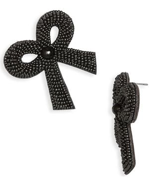 Deepa Gurnani Kane Beaded Bow Drop Earrings - Black