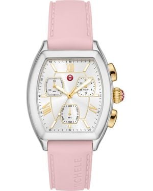 Michele Releve Silicone Strap Watch, 36Mm - Pink