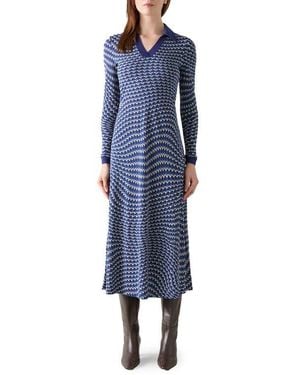 LK Bennett Brigitte Long Sleeve Jersey Dress - Blue