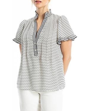 Max Studio Flutter Sleeve Top - Gray