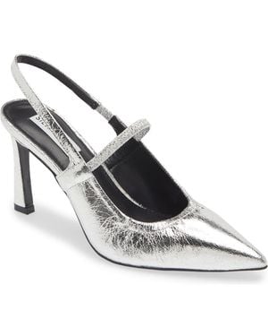 Steve Madden Metallic Slingback Pointed Pumps - White