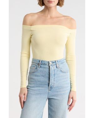 Blu Pepper Long Sleeve Off The Shoulder Top - Natural