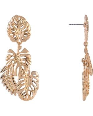 Rachel Roy Monstera Leaf Drop Earrings - White