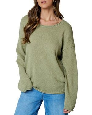 Blu Pepper Cotton Crewneck Sweater - Green