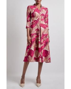 Misook Watercolor Dress - Red