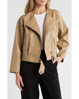 AREA STARS Fara Faux Leather Jacket - Natural