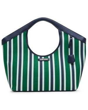 Anne Klein Stripe Large Tote Bag With Pouch - Green