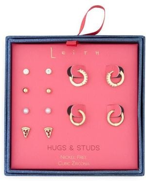Leith 6-Pack Pizza Assorted Earrings Set - Pink