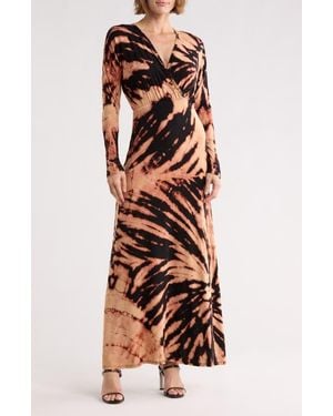 Go Couture Long Sleeve Maxi Dress - Multicolor